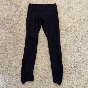 Black Lululemon running tight with ruching